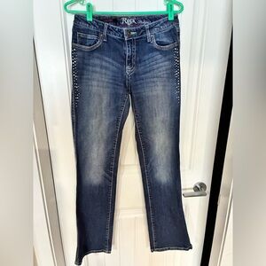 Wrangler Rock 47 Women's Dark Blue Boot Cut Jeans with Stud Accents